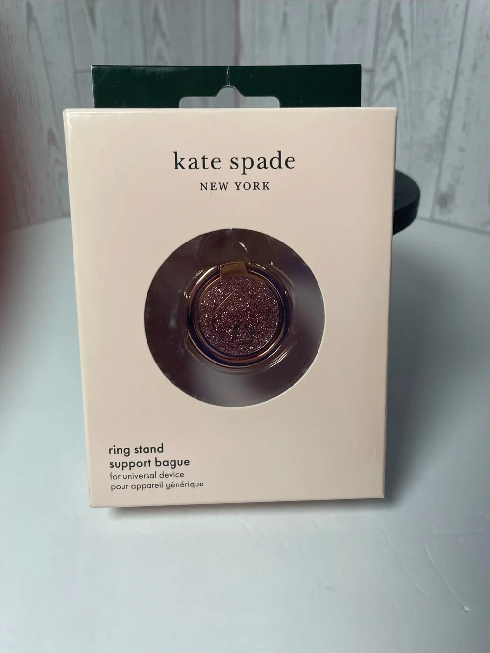 kate spade Rose Gold Glitter Phone Ring Stand